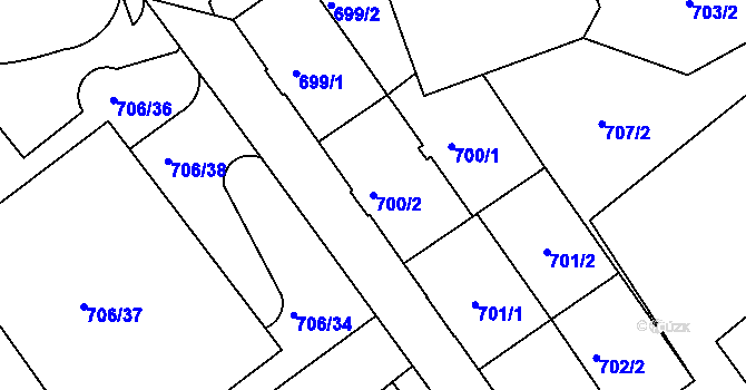 Parcela st. 700/2 v KÚ Frýdek, Katastrální mapa