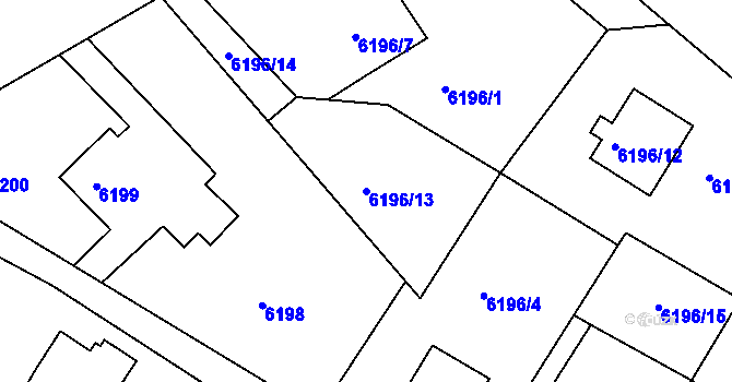 Parcela st. 6196/13 v KÚ Frýdek, Katastrální mapa