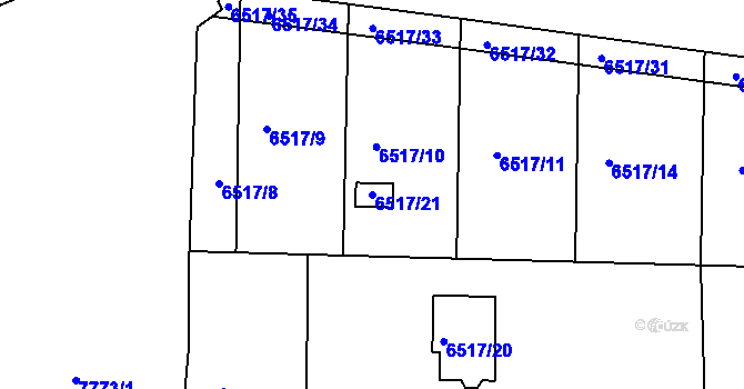 Parcela st. 6517/21 v KÚ Frýdek, Katastrální mapa