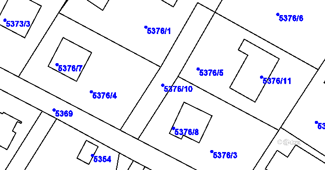 Parcela st. 5376/10 v KÚ Frýdek, Katastrální mapa