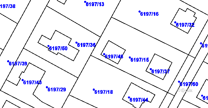 Parcela st. 6197/48 v KÚ Frýdek, Katastrální mapa