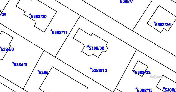 Parcela st. 5388/30 v KÚ Frýdek, Katastrální mapa