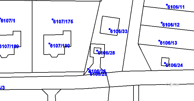 Parcela st. 6106/28 v KÚ Frýdek, Katastrální mapa