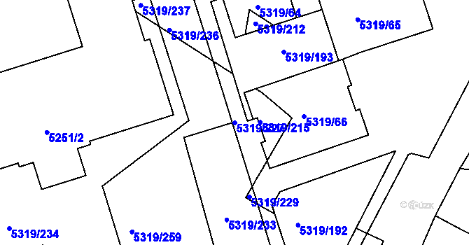 Parcela st. 5319/227 v KÚ Frýdek, Katastrální mapa