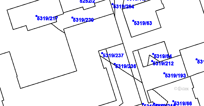 Parcela st. 5319/237 v KÚ Frýdek, Katastrální mapa