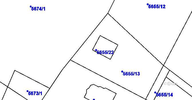 Parcela st. 5655/22 v KÚ Frýdek, Katastrální mapa