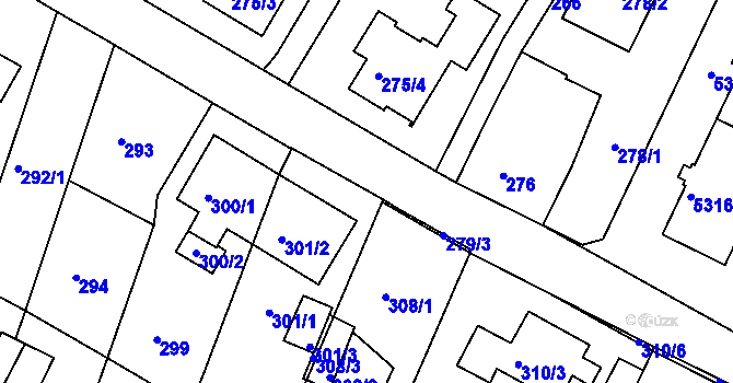 Parcela st. 279/2 v KÚ Frýdek, Katastrální mapa