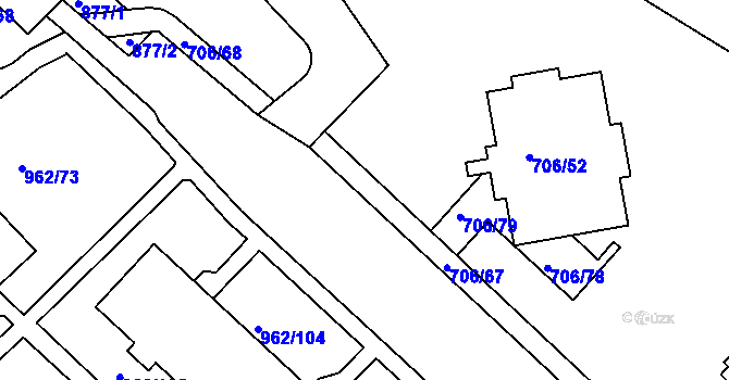 Parcela st. 706/82 v KÚ Frýdek, Katastrální mapa