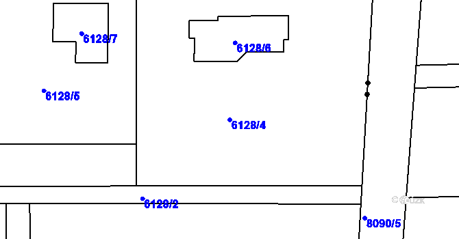 Parcela st. 6128/4 v KÚ Frýdek, Katastrální mapa