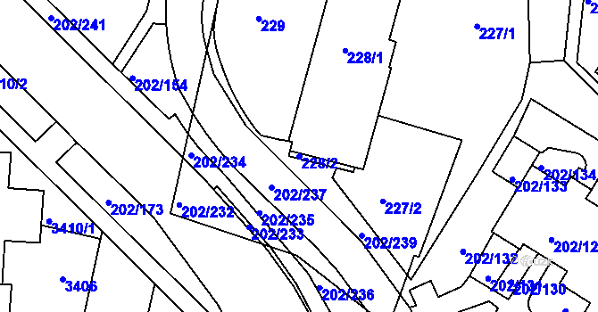 Parcela st. 228/2 v KÚ Frýdek, Katastrální mapa