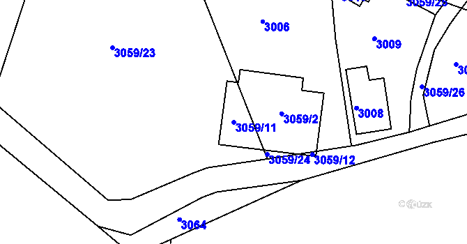 Parcela st. 3059/11 v KÚ Frýdek, Katastrální mapa