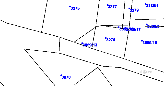 Parcela st. 3059/13 v KÚ Frýdek, Katastrální mapa