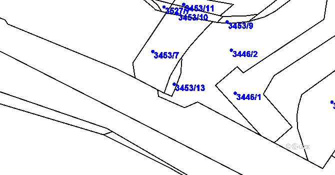 Parcela st. 3453/12 v KÚ Frýdek, Katastrální mapa