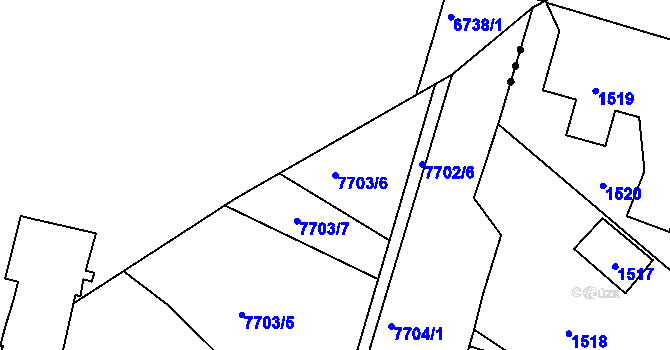 Parcela st. 7703/6 v KÚ Frýdek, Katastrální mapa