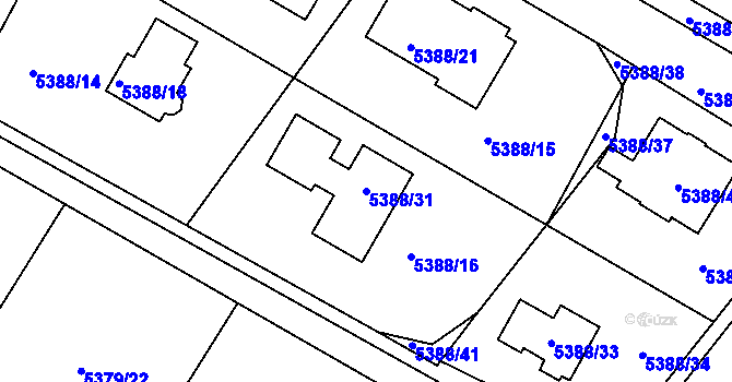 Parcela st. 5388/31 v KÚ Frýdek, Katastrální mapa
