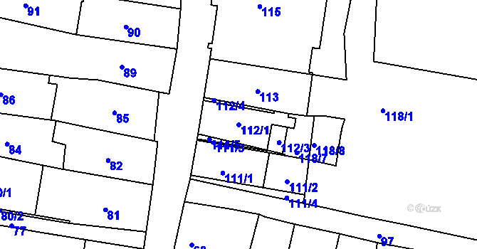 Parcela st. 112/1 v KÚ Frýdek, Katastrální mapa