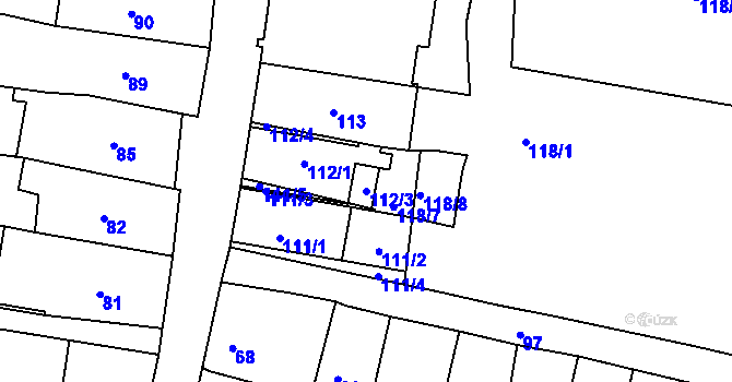 Parcela st. 112/3 v KÚ Frýdek, Katastrální mapa
