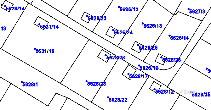 Parcela st. 5628/28 v KÚ Frýdek, Katastrální mapa