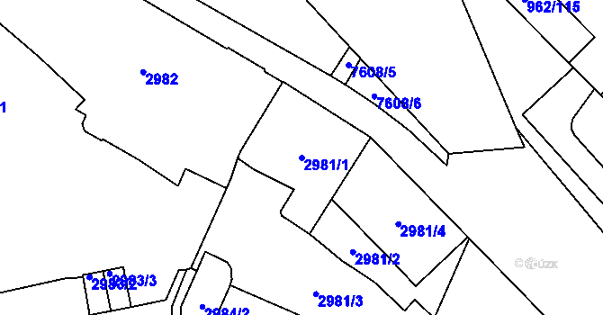 Parcela st. 2981/1 v KÚ Frýdek, Katastrální mapa