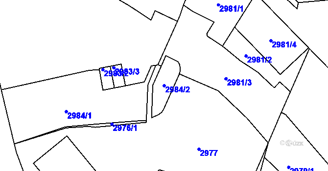 Parcela st. 2984/2 v KÚ Frýdek, Katastrální mapa