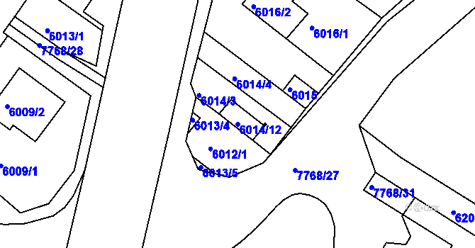Parcela st. 6014/12 v KÚ Frýdek, Katastrální mapa
