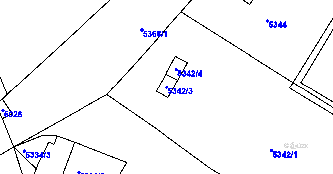 Parcela st. 5342/3 v KÚ Frýdek, Katastrální mapa