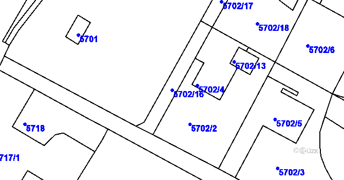 Parcela st. 5702/16 v KÚ Frýdek, Katastrální mapa