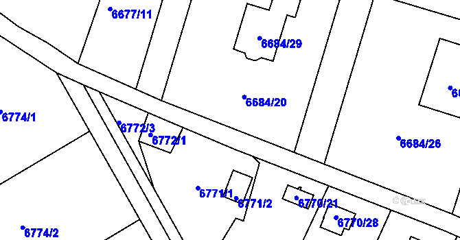 Parcela st. 6684/19 v KÚ Frýdek, Katastrální mapa