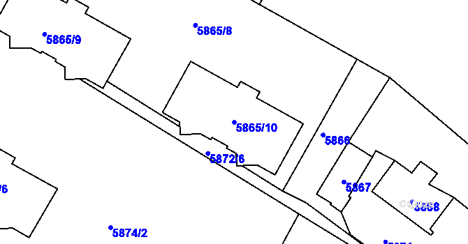 Parcela st. 5865/10 v KÚ Frýdek, Katastrální mapa