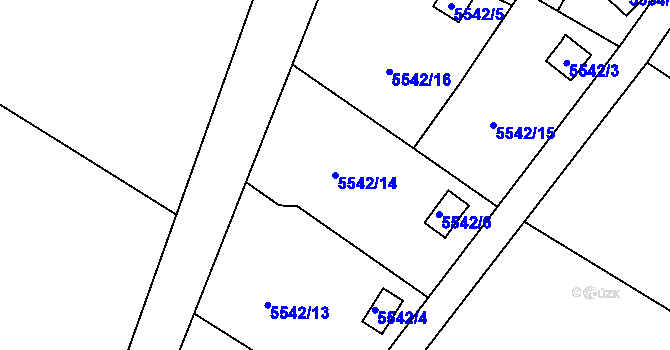 Parcela st. 5542/14 v KÚ Frýdek, Katastrální mapa