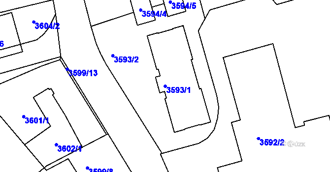 Parcela st. 3593/1 v KÚ Frýdek, Katastrální mapa