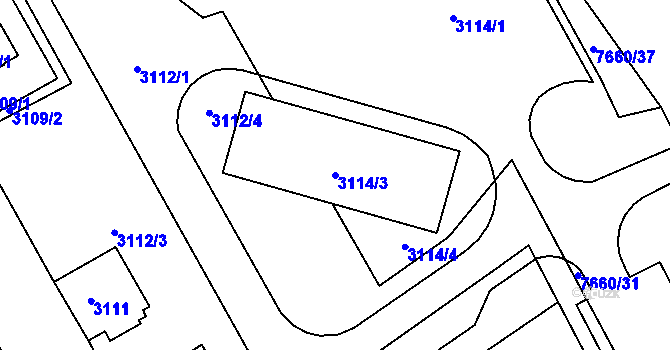 Parcela st. 3114/3 v KÚ Frýdek, Katastrální mapa