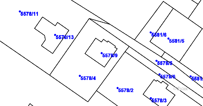 Parcela st. 5578/9 v KÚ Frýdek, Katastrální mapa