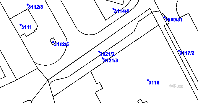 Parcela st. 3121/2 v KÚ Frýdek, Katastrální mapa