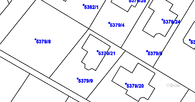Parcela st. 5379/21 v KÚ Frýdek, Katastrální mapa