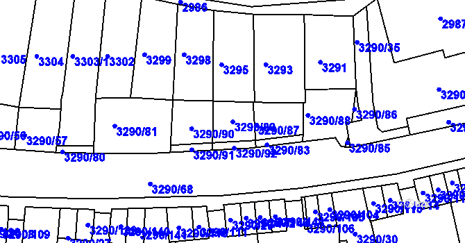 Parcela st. 3290/89 v KÚ Frýdek, Katastrální mapa