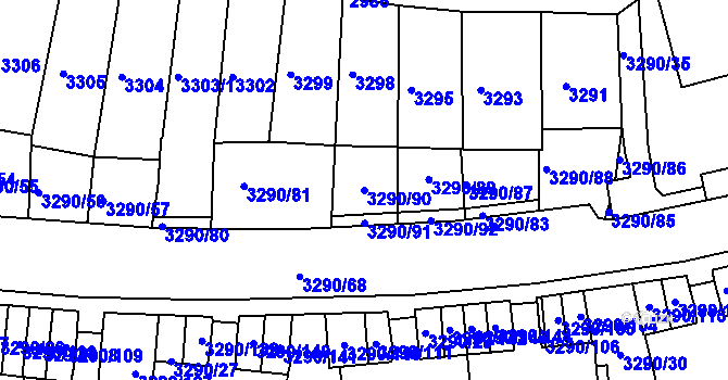 Parcela st. 3290/90 v KÚ Frýdek, Katastrální mapa