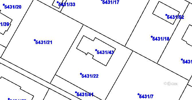 Parcela st. 5431/43 v KÚ Frýdek, Katastrální mapa