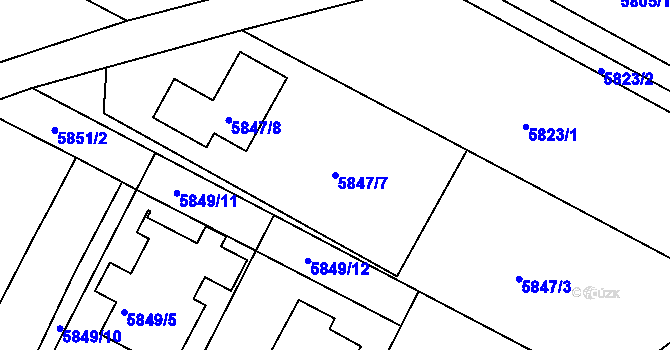 Parcela st. 5847/7 v KÚ Frýdek, Katastrální mapa