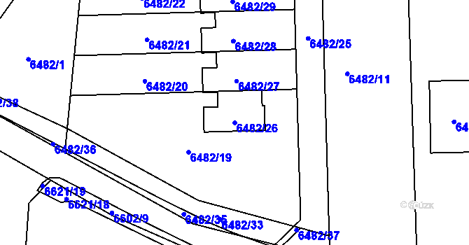 Parcela st. 6482/26 v KÚ Frýdek, Katastrální mapa