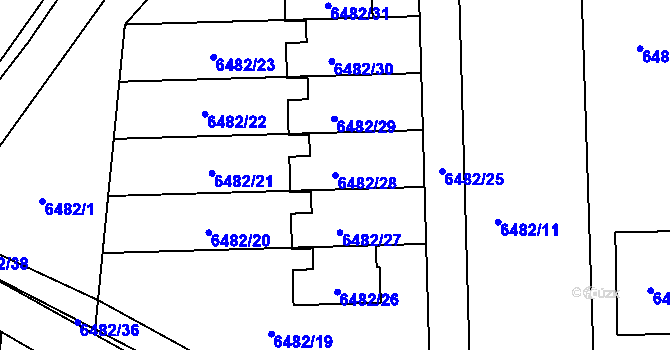 Parcela st. 6482/28 v KÚ Frýdek, Katastrální mapa