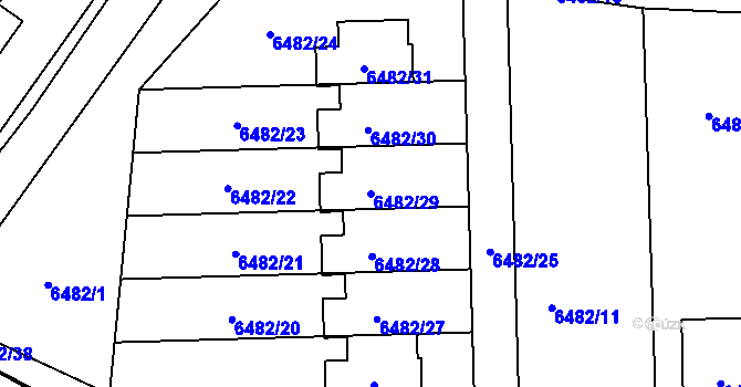 Parcela st. 6482/29 v KÚ Frýdek, Katastrální mapa