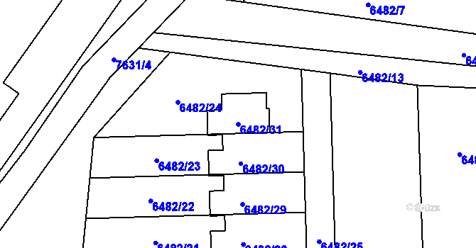 Parcela st. 6482/31 v KÚ Frýdek, Katastrální mapa