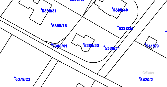 Parcela st. 5388/33 v KÚ Frýdek, Katastrální mapa