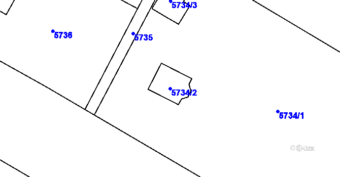 Parcela st. 5734/2 v KÚ Frýdek, Katastrální mapa