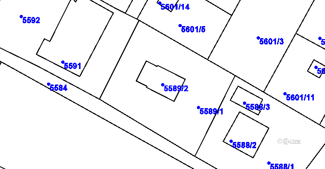 Parcela st. 5589/2 v KÚ Frýdek, Katastrální mapa