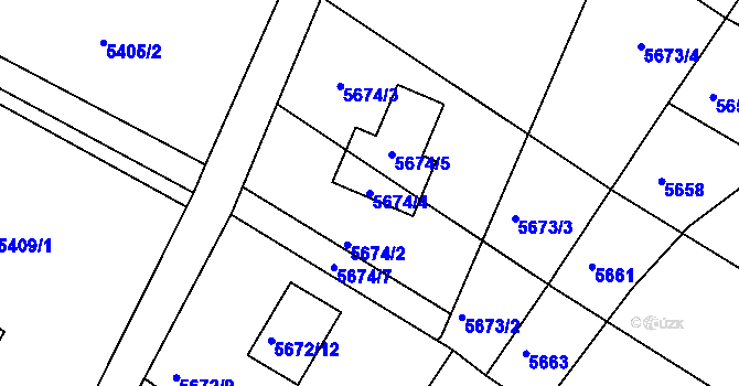 Parcela st. 5674/4 v KÚ Frýdek, Katastrální mapa