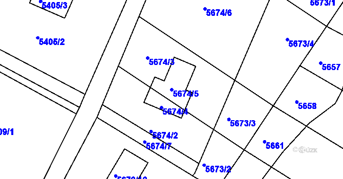 Parcela st. 5674/5 v KÚ Frýdek, Katastrální mapa