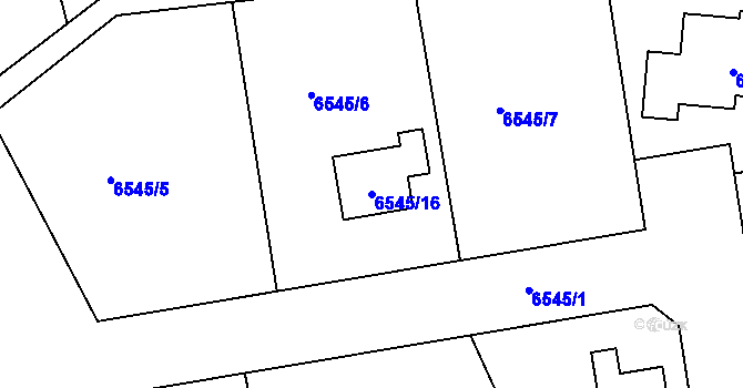 Parcela st. 6545/16 v KÚ Frýdek, Katastrální mapa