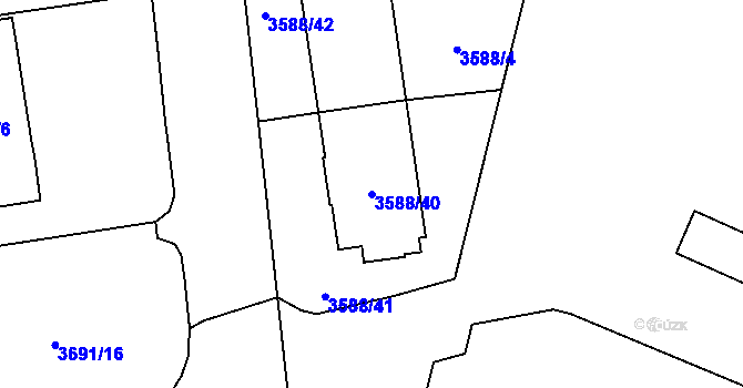 Parcela st. 3588/40 v KÚ Frýdek, Katastrální mapa